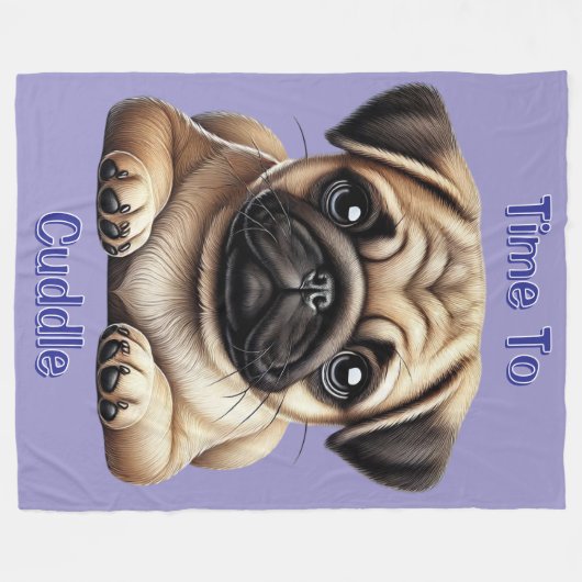 Couverture Polaire Pug puppy (Devant (Horizontal))