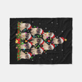 Couverture Polaire Pug Santa Hat Christmas Tree Lights Xmas Pugmas Do (Devant (Horizontal))