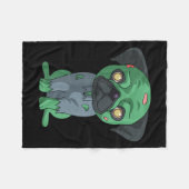 Couverture Polaire Pug zombie (Devant (Horizontal))