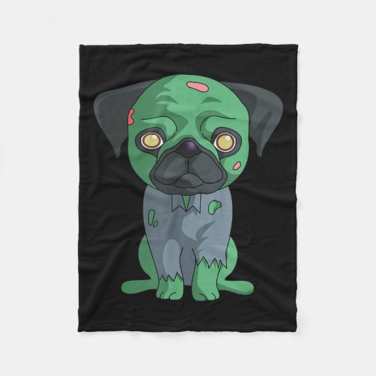 Couverture Polaire Pug zombie (Devant)