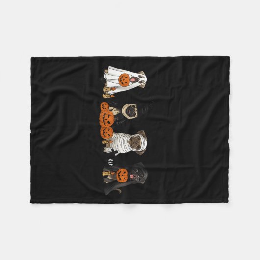 Couverture Polaire Pugs Dog Lovers - Pug Ghost Pug Witch Pug Hallowee (Devant (Horizontal))