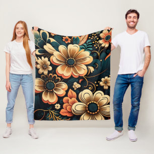 Couverture Polaire Puissance de fleur boho rétro