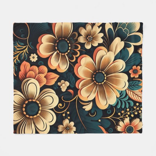 Couverture Polaire Puissance de fleur boho rétro (Devant (Horizontal))