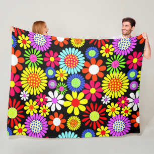 Couverture Polaire Puissance de fleur hippie de printemps rétro