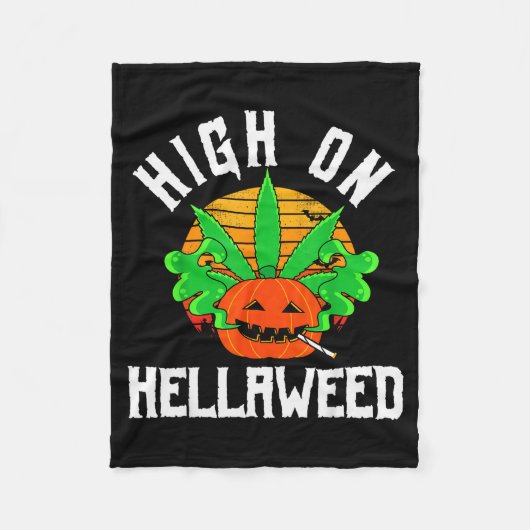 Couverture Polaire Pumpkin Smoking Weed Costume Retro Funny Halloween (Devant)