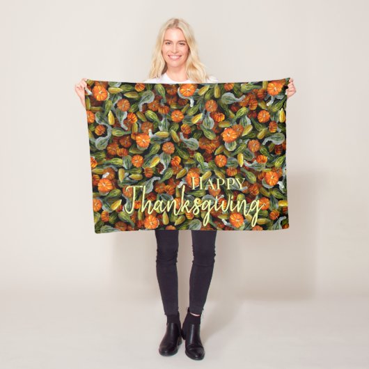 Couverture Polaire Pumpkin, Squash Autumn Harvest Blanket (En situation)
