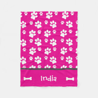 Couverture Polaire Puppy Chien Empreinte de patte Blanket Ajouter Dog