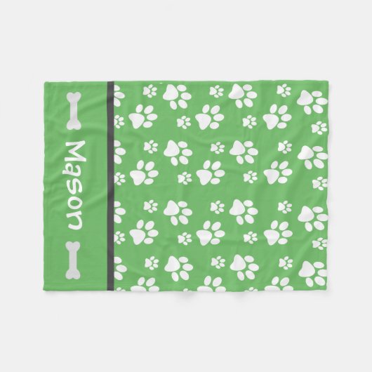 Couverture Polaire Puppy Chien Empreinte de patte Blanket Personnalis (Devant (Horizontal))