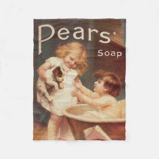 Couverture Polaire Puppy Taking A Bath Vintage Antique (Devant)