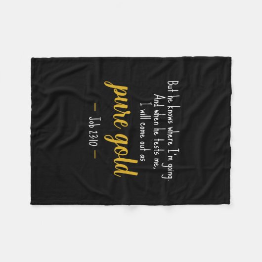 Couverture Polaire Pure Gold Job 23:10 Scripture Fleece Blanket (Devant (Horizontal))