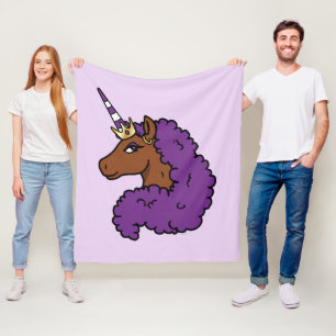 Couverture Polaire Purple Afro Unicorn