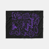 Couverture Polaire Purple Coquette Bow Cheer Game Day Doodle Touchdow (Devant (Horizontal))