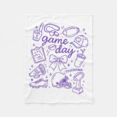 Couverture Polaire Purple Coquette Bow Cheer Game Day Doodle Touchdow (Devant)