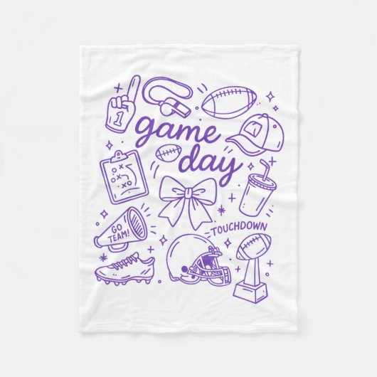 Couverture Polaire Purple Coquette Bow Cheer Game Day Doodle Touchdow (Devant)