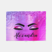 Couverture Polaire Purple Glitter Sparkle Eyelashes Monogram (Devant (Horizontal))