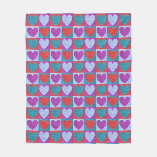 Couverture Polaire Purple Green and Red Checked Heart Pattern (Devant)