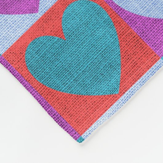 Couverture Polaire Purple Green and Red Checked Heart Pattern (Coin)