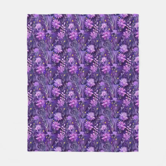 Couverture Polaire Purple Pink and Yellow Daisy Floral Pattern (Devant)