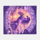 Couverture Polaire Purple Rearing Horse Sunset Fantasy Art  (Devant (Horizontal))