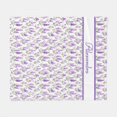 Couverture Polaire Purple Sage Green Lavender Custom Name (Devant (Horizontal))