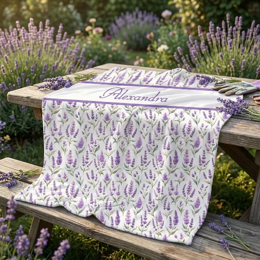 Couverture Polaire Purple Sage Green Lavender Custom Name
