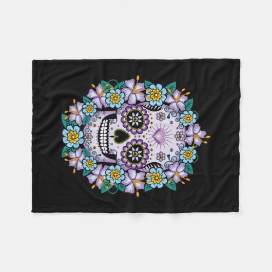 Couverture Polaire Purple Sugar Skull (Devant (Horizontal))