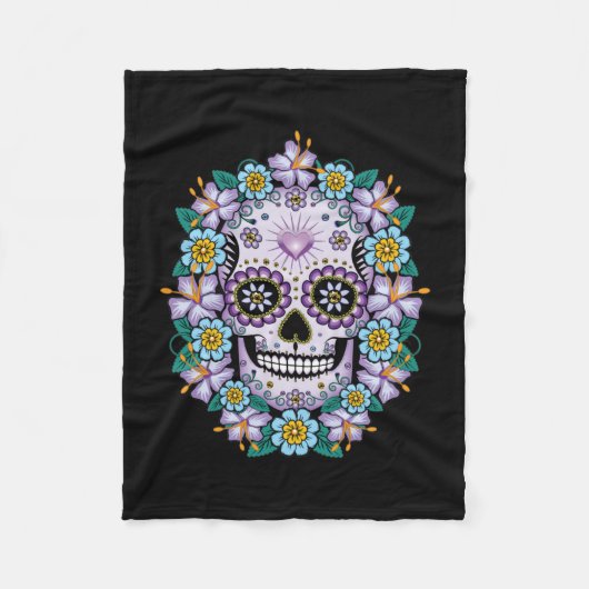 Couverture Polaire Purple Sugar Skull (Devant)