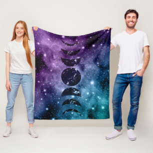 Couverture Polaire Purple Turquoise Galaxy Nebula Dream Moon Phases #