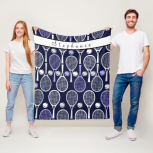 Couverture Polaire Purple White Rackets Girl Tennis Cute Personnalisé