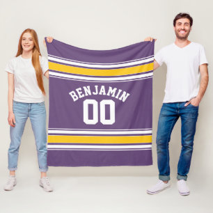 Couverture Polaire Purple Yellow Jersey Stripes Nom personnalisé Numé