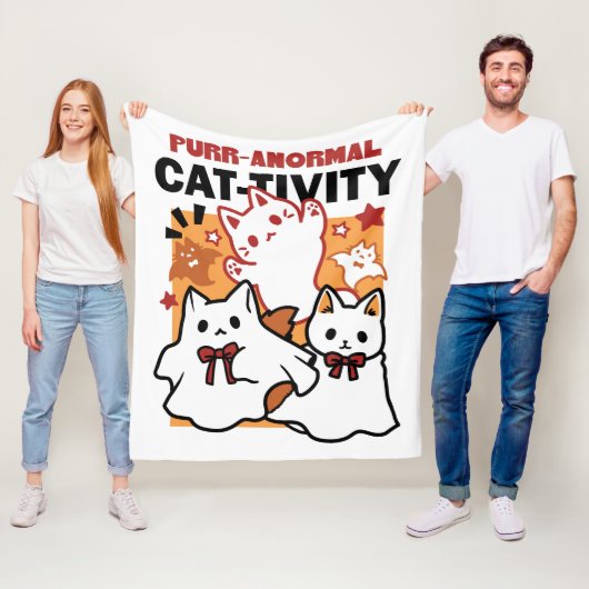 Couverture Polaire Purr-anormal Cat Cat mignonne Halloween Conception (En situation)