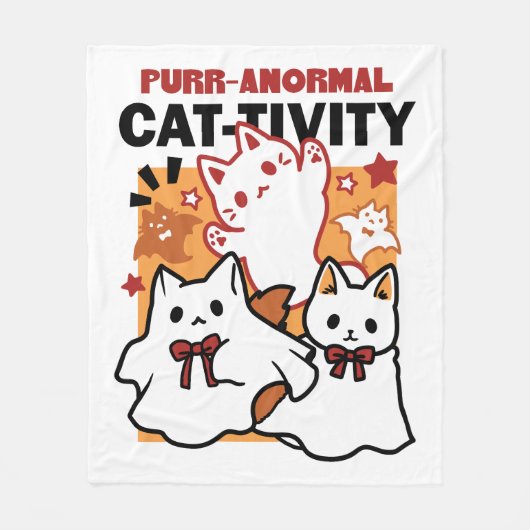 Couverture Polaire Purr-anormal Cat Cat mignonne Halloween Conception (Devant)