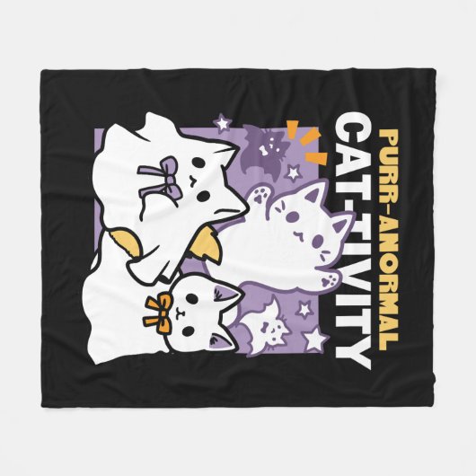 Couverture Polaire Purr-anormal Cat-tivity - Halloween Cat Design (Devant (Horizontal))