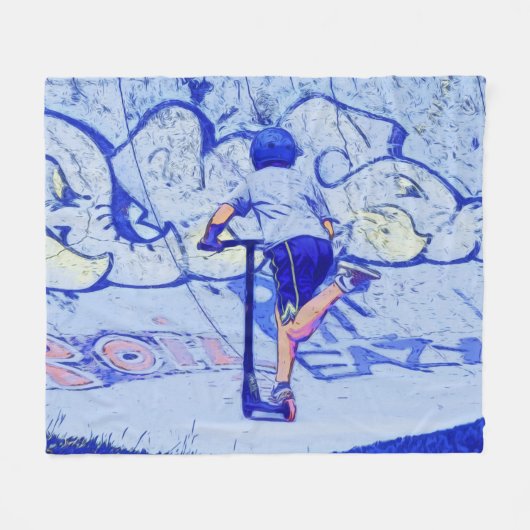 Couverture Polaire Pushin'It - Stunt Scooter Rider (Devant (Horizontal))