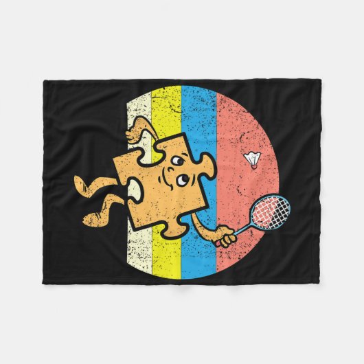 Couverture Polaire Puzzle Badminton Joueur Sensibilisation sur l'auti (Devant (Horizontal))