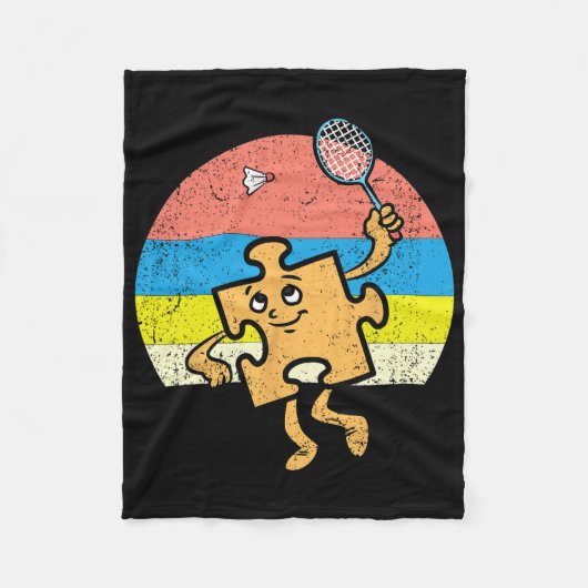 Couverture Polaire Puzzle Badminton Joueur Sensibilisation sur l'auti (Devant)