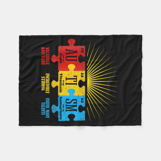 Couverture Polaire Puzzle de sensibilisation sur l'autisme Élément ch (Devant (Horizontal))