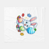 Couverture Polaire Puzzle drôle de sensibilisation à l'autisme Lapin  (Devant (Horizontal))