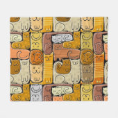 Couverture Polaire Puzzle Funny Chats House sans joint (Devant (Horizontal))