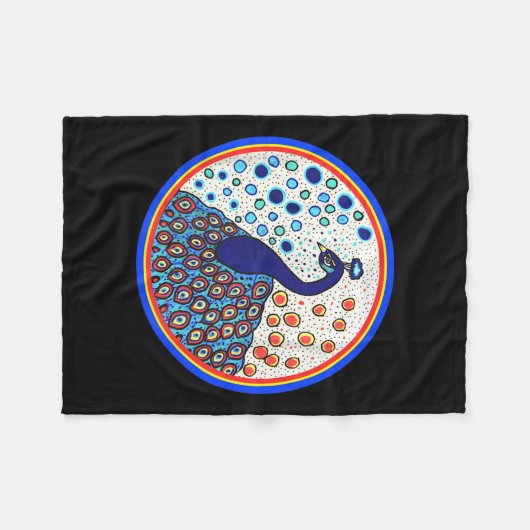Couverture Polaire Pyrams Heart Folk Art Design - The Caribbean Peafo (Devant (Horizontal))
