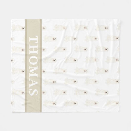 Couverture Polaire Pyrenees géants personnalisés Rose & Blanc (Devant (Horizontal))