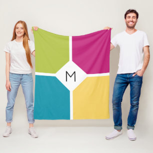 Couverture Polaire Quadrants colorés Couleurs d'été MONOGRAMME