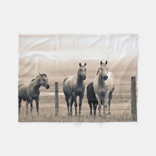 Couverture Polaire Quart De Chevaux Sur Les Prairies Canadiennes (Devant (Horizontal))