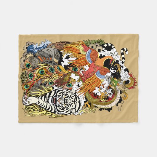 Couverture Polaire quatre animaux célestes (Devant (Horizontal))