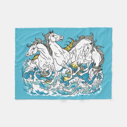 Couverture Polaire quatre hippocampes mythologiques (Devant (Horizontal))