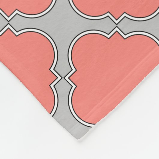 Couverture Polaire Quatrefoil corail et gris (Coin)