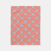 Couverture Polaire Quatrefoil corail et gris (Devant)