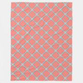 Couverture Polaire Quatrefoil corail et gris (Devant)