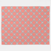 Couverture Polaire Quatrefoil corail et gris (Devant (Horizontal))