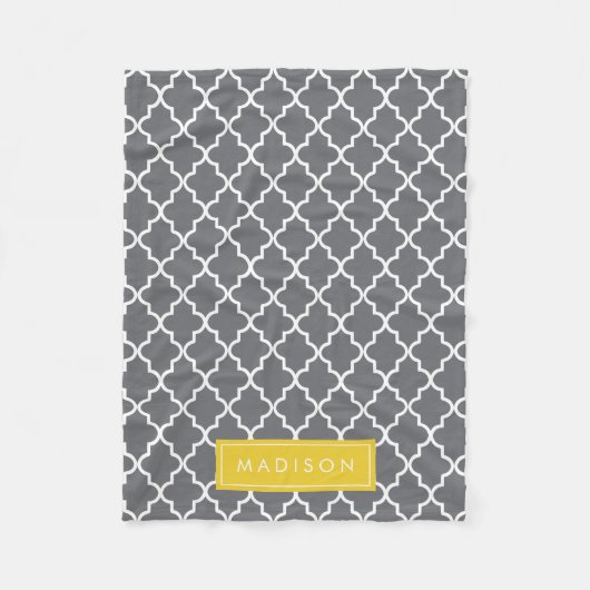 Couverture Polaire Quatrefoil gris foncé et jaune personnalisé (Devant)